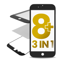 3 in 1 (Front Glass + Frame + OCA Pre-Installed) For iPhone 8 Plus (OCA Master) (Black) (2 Pack)