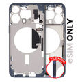 Mid-Frame Housing W/ Small Parts For iPhone 15 Pro Max (US Version) (Used OEM Pull: Grade C) (Blue Titanium)