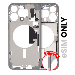 Mid-Frame Housing W/ Small Parts For iPhone 15 Pro Max (US Version) (Used OEM Pull: Grade C) (White Titanium)
