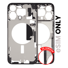 Mid-Frame Housing W/ Small Parts For iPhone 15 Pro Max (US Version) (Used OEM Pull: Grade C) (Black Titanium)