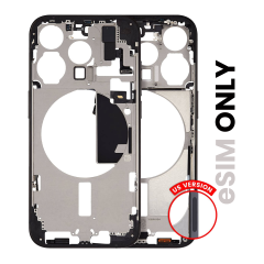 Mid-Frame Housing W/ Small Parts For iPhone 15 Pro (US Version) (Used OEM Pull: Grade C) (Black Titanium)