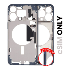 Mid-Frame Housing W/ Small Parts For iPhone 15 Pro Max (US Version) (Used OEM Pull: Grade B) (Blue Titanium)