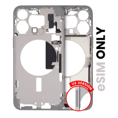 Mid-Frame Housing W/ Small Parts For iPhone 15 Pro Max (US Version) (Used OEM Pull: Grade B) (White Titanium)