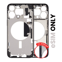 Mid-Frame Housing W/ Small Parts For iPhone 15 Pro Max (US Version) (Used OEM Pull: Grade B) (Black Titanium)