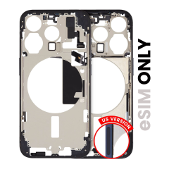 Mid-Frame Housing W/ Small Parts For iPhone 15 Pro (US Version) (Used OEM Pull: Grade B) (Blue Titanium)