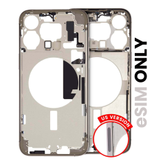 Mid-Frame Housing W/ Small Parts For iPhone 15 Pro Max (US Version) (Used OEM Pull: Grade A) (Natural Titanium)