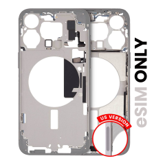 Mid-Frame Housing W/ Small Parts For iPhone 15 Pro Max (US Version) (Used OEM Pull: Grade A) (White Titanium)
