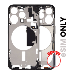 Mid-Frame Housing W/ Small Parts For iPhone 15 Pro (US Version) (Used OEM Pull: Grade B) (Black Titanium)