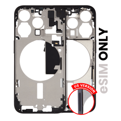 Mid-Frame Housing W/ Small Parts For iPhone 15 Pro (US Version) (Used OEM Pull: Grade A) (Black Titanium)