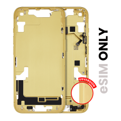 Mid-Frame Housing W/ Small Parts For iPhone 14 (US Version) (Used OEM Pull: Grade B) (Yellow)