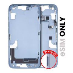 Mid-Frame Housing W/ Small Parts For iPhone 14 (US Version) (Used OEM Pull: Grade C) (Blue)