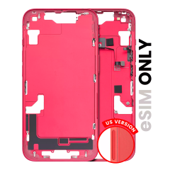 Mid-Frame Housing W/ Small Parts For iPhone 14 (US Version) (Used OEM Pull: Grade C) (Red)