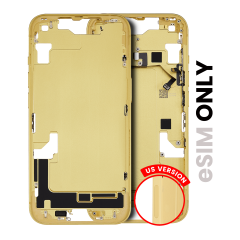 Mid-Frame Housing W/ Small Parts For iPhone 14 (US Version) (Used OEM Pull: Grade A) (Yellow)