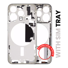 Mid-Frame Housing W/ Small Parts For iPhone 15 Pro (EU / Global Version) (Used OEM Pull: Grade A) (White Titanium)