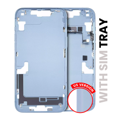 Mid-Frame Housing W/ Small Parts For iPhone 14 Plus (EU / Global Version) (Used OEM Pull: Grade A) (Blue)