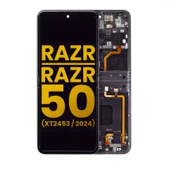 Main OLED Assembly With Frame For Motorola Razr 2024 / Razr 50 (XT2453 / 2024) (Refurbished) (Koala Grey)