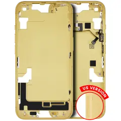 Mid-Frame Housing W/ Small Parts For iPhone 14 (US Version) (Used OEM Pull: Grade C) (Yellow)