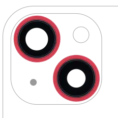 Back Camera Lens With Bracket & Bezel For iPhone 13 / 13 Mini (2 Piece Set) (Real Sapphire) (Premium) (Red)