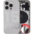 Back Housing W/ Small Parts For iPhone 15 Pro (US Version) (Used OEM Pull: Grade B) (Natural Titanium)