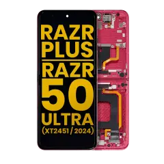Inner OLED Assembly With Frame For Motorola Razr Plus 2024 / Razr 50 Ultra (XT2451 / 2024) / Razr Plus 2025 (XT2557) (Refurbished) (Hot Pink)