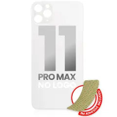 Back Glass With 3M Adhesive For iPhone 11 Pro Max (No Logo / Large Camera Hole) (Silver)