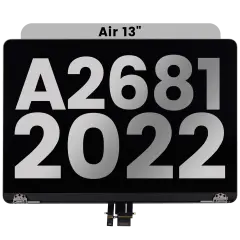 Complete LCD Display Assembly For MacBook Air 13" (A2681 / Mid 2022) (Pre-installed Lid Angle Sensor cable) (Used OEM Pull: Grade A) (Space Gray)