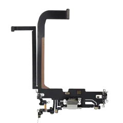 Charging Port Flex Cable For iPhone 13 Pro Max (Used OEM Pull) (Silver)