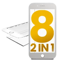 2 in 1 (Front Glass + Frame) For iPhone 8 (White) (2 Pack)