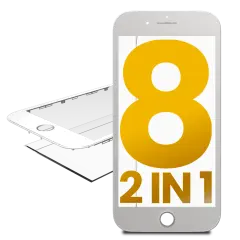 2 in 1 (Front Glass + Frame) For iPhone 8 (White) (2 Pack)