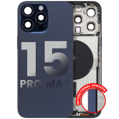 Back Housing W/ Small Parts For iPhone 15 Pro Max (EU / Global Version) (Used OEM Pull: Grade A) (Blue Titanium)