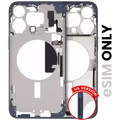 Mid-Frame Housing W/ Small Parts For iPhone 15 Pro Max (US Version) (Used OEM Pull: Grade A) (Blue Titanium)