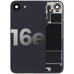 Back Glass w/ Wireless NFC Charging Flex & Flashlight Flex For iPhone 16e (Used OEM Pull: Grade A) (Black)