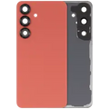 Back Cover Glass With Camera Lens For Samsung Galaxy S25 5G (No Logo) (Aftermarket Plus) (Coral Red)