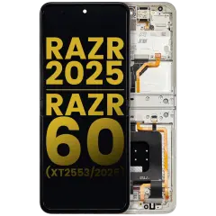 OLED Assembly With Frame For Motorola Razr 2025 / Razr 60 (XT2553 / 2025) (Refurbished) (Lightest Sky)