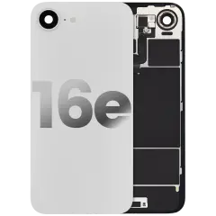 Back Glass w/ Wireless NFC Charging Flex & Flashlight Flex For iPhone 16e (Used OEM Pull: Grade A) (White)