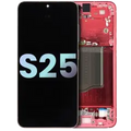 OLED Assembly With Frame For Samsung Galaxy S25 5G (US & International) (Service Pack) (Coral Red)