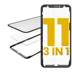 3 in 1 (Glass With OCA Pre-Installed + Frame) For iPhone 11 (OCA Master) (2 Pack)