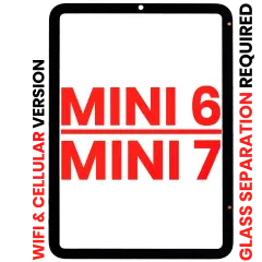 Digitizer For iPad Mini 6 (2021) / Mini 7 (2024) (WiFi / Cellular) (OCA Pre-Installed & Glass Separation Required) (Aftermarket Plus) (All Colors)