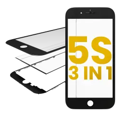 3 in 1 (Front Glass + Frame + OCA Pre-Installed) For iPhone 5S (Black) (2 Pack)
