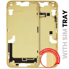 Mid-Frame Housing W/ Small Parts For iPhone 14 Plus (EU / Global Version) (Used OEM Pull: Grade A) (Yellow)