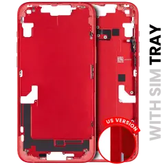 Mid-Frame Housing W/ Small Parts For iPhone 14 Plus (EU / Global Version) (Used OEM Pull: Grade A) (Red)