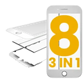 3 in 1 (Glass With OCA Pre-Installed + Frame) For iPhone 8 (OCA Master) (2 Pack) (White)