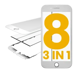3 in 1 (Glass With OCA Pre-Installed + Frame) For iPhone 8 (OCA Master) (2 Pack) (White)