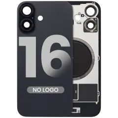 Back Glass w/ MagSafe Magnet For iPhone 16 (No Logo) (Aftermarket) (Black)