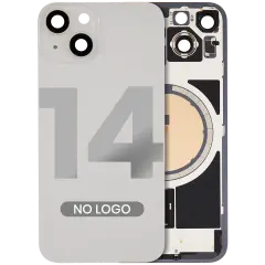 Back Glass w/ MagSafe Magnet For iPhone 14 (Aftermarket) (Starlight) (No Logo)