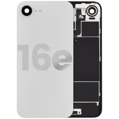 Back Glass w/ Wireless NFC Charging Flex & Flashlight Flex For iPhone 16e (Used OEM Pull: Grade B) (White)