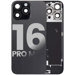 Back Glass w/ MagSafe Magnet & NFC & Flashlight Flex For iPhone 16 Pro Max (Used OEM Pull: Grade C) (Black Titanium)