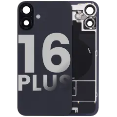 Back Glass w/ MagSafe Magnet & NFC & Flashlight Flex For iPhone 16 Plus (Used OEM Pull: Grade C) (Black)