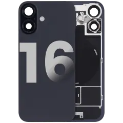 Back Glass w/ MagSafe Magnet & NFC & Flashlight Flex For iPhone 16 (Used OEM Pull: Grade C) (Black)