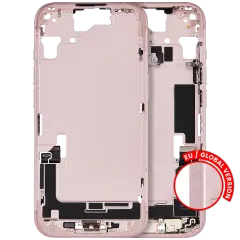 Mid-Frame Housing W/ Charging Port Flex & Small Parts For iPhone 15 (EU / Global Version) (Used OEM Pull: Grade B) (Pink)
